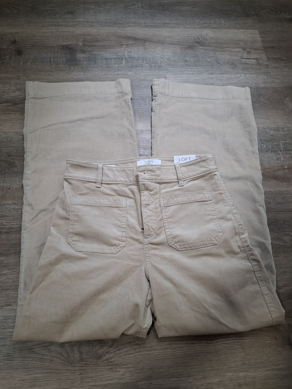 NWT LOFT Women's Palmer Beige High Rise Wide Leg Corduroy Pants Size 0